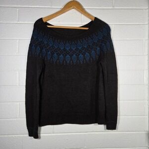 Handmade Knit Fair Isle Wool Mohair Feel Sweater Pullover Large Cottage Nordic